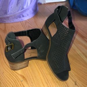 Black Strappy Cut-Out Heels